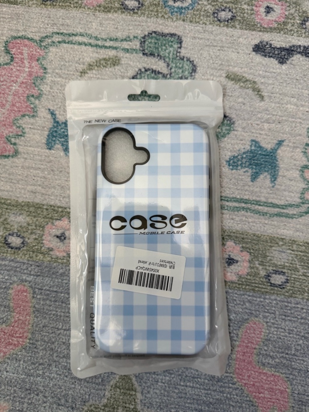 Mobile Blue Gingham Phone iPhone 16 plus case!